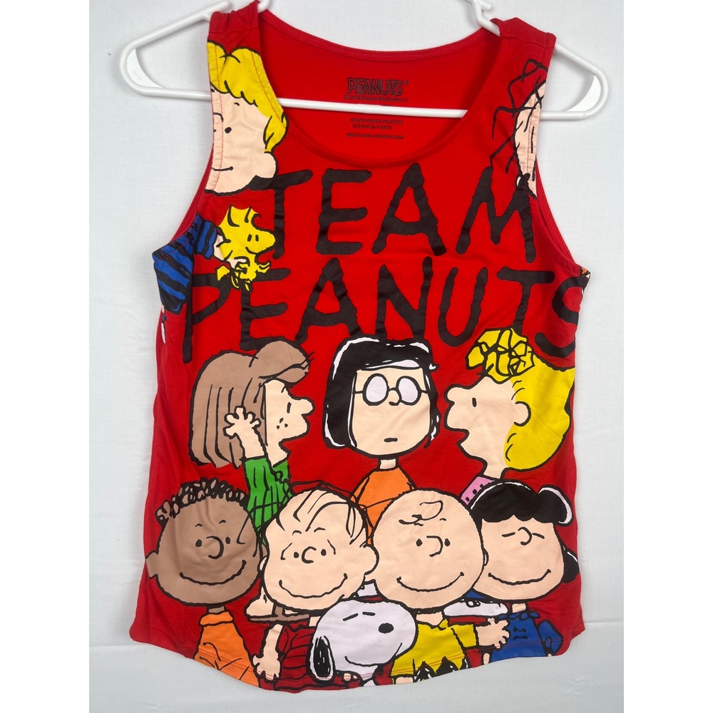 Peanuts Team Peanuts Tank Top Juniors Small S 3-5 Snoopy Charlie Brown Red
